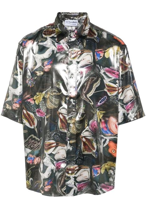camicia con stampa laminata uomo multicolore in poliestere ACNE STUDIOS | BB0555BDZ